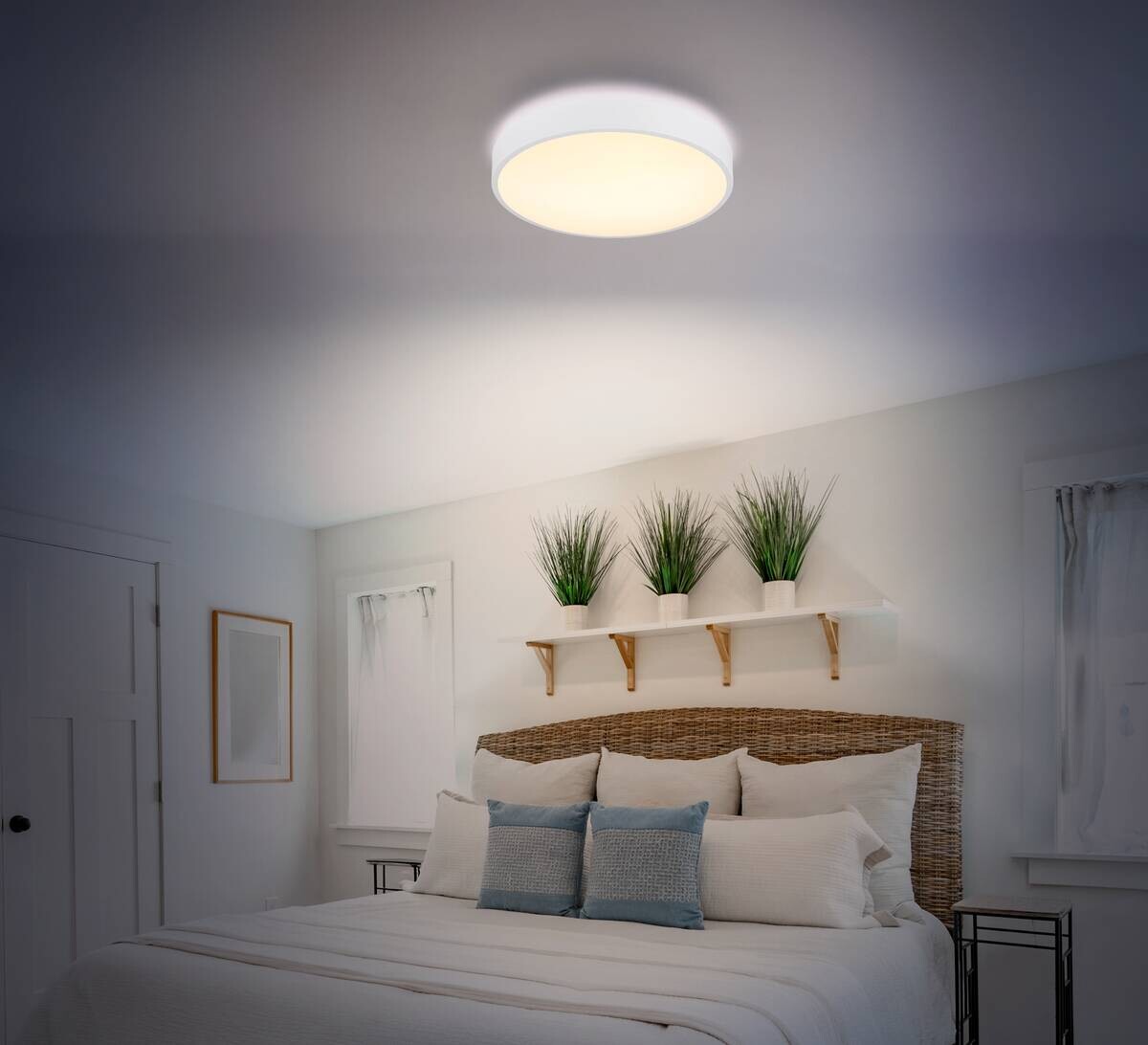 GLOBO LED-Deckenleuchte Opal weiß Kunststoff Metall H/D: ca. 7x37,8 cm 1 Brennstellen