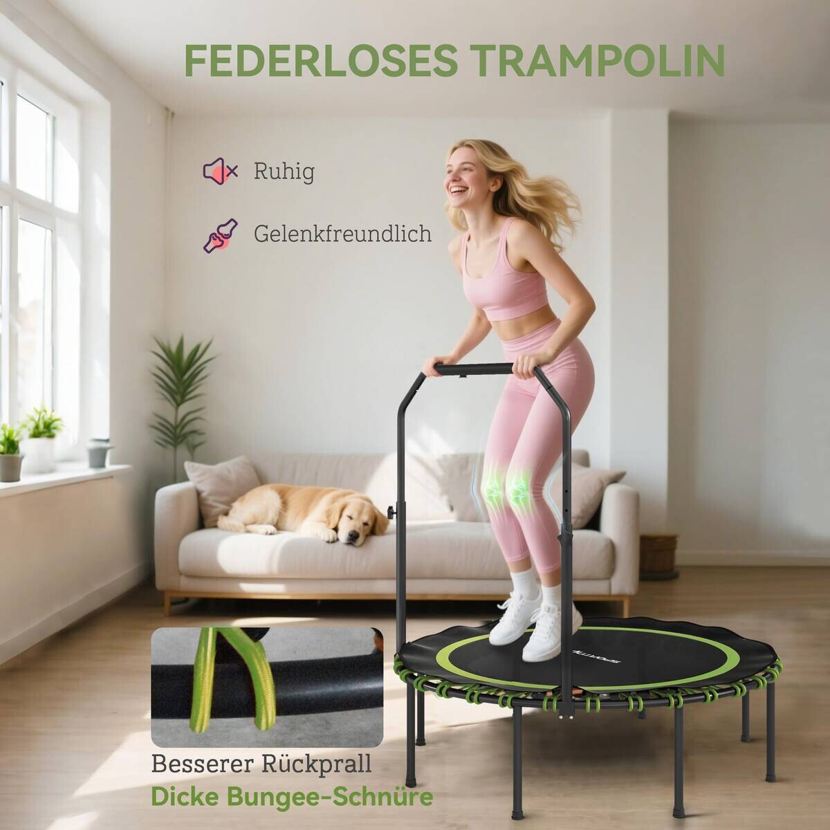 SPORTNOW Fitness Trampolin grün B/H/L: ca. 114x129x114 cm