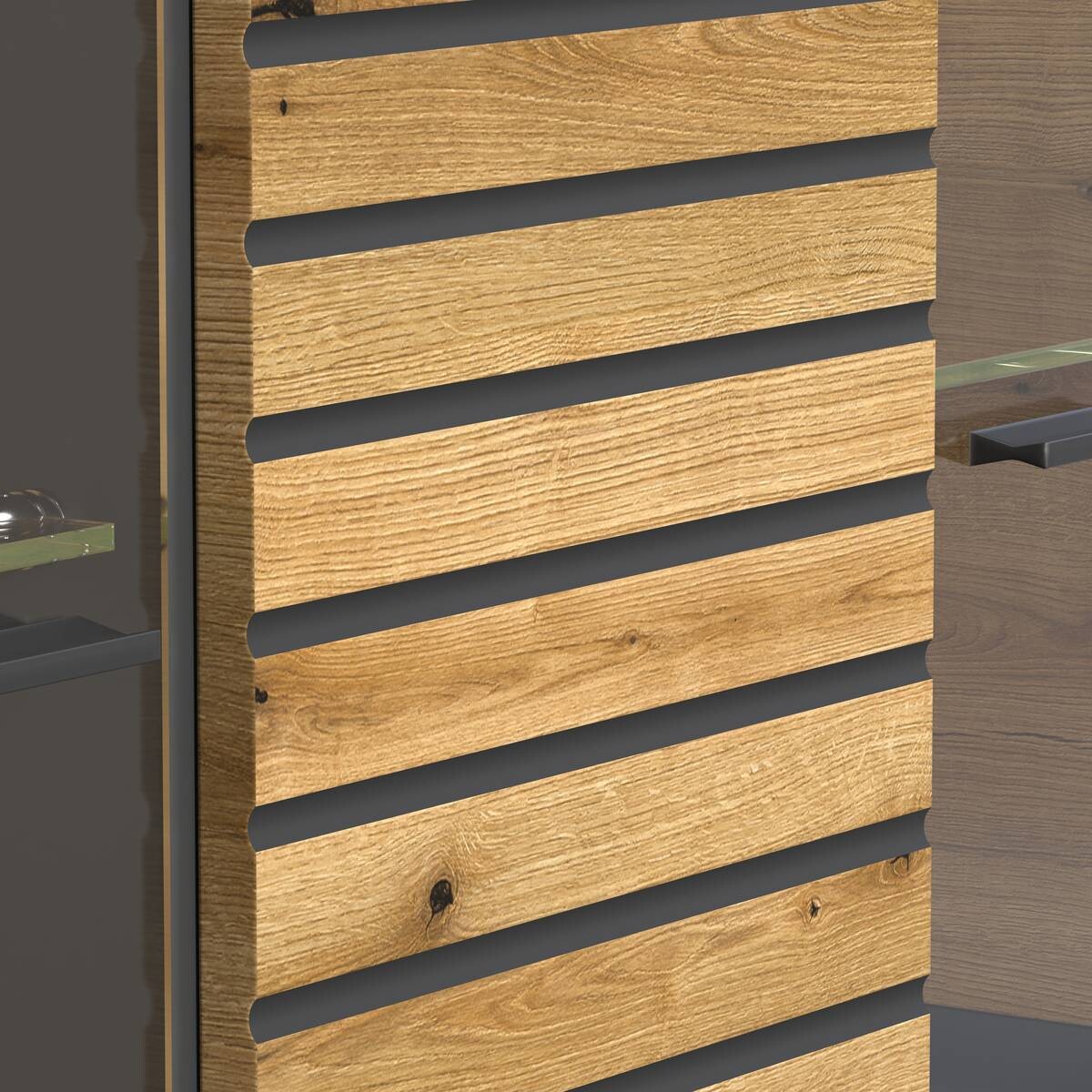 Vitrine Norris anthrazit Eiche Evoke Coast Nachbildung B/H/T: ca. 80x204x37 cm