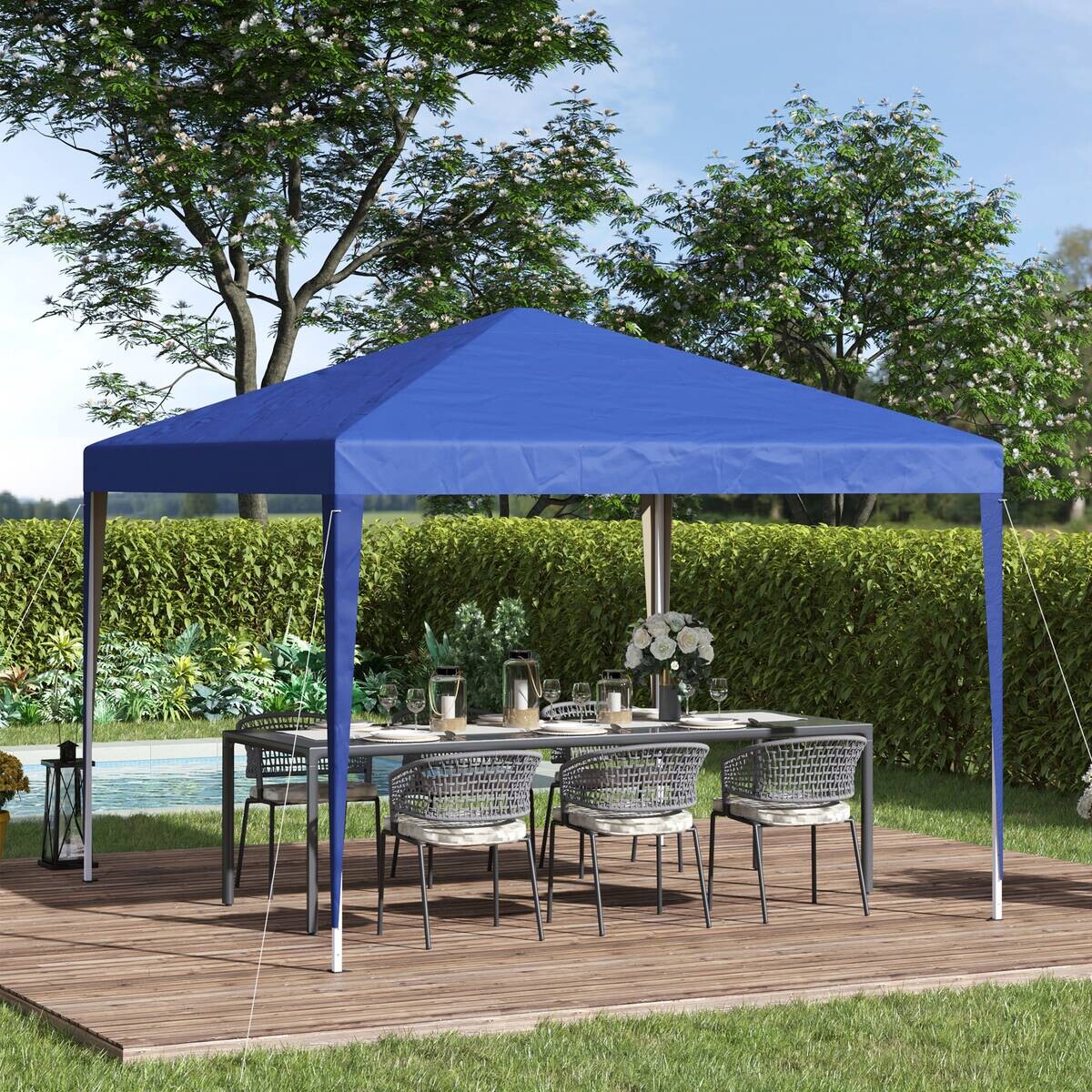 Outsunny Pavillon blau Polyester B/H/L: ca. 295x255x295 cm