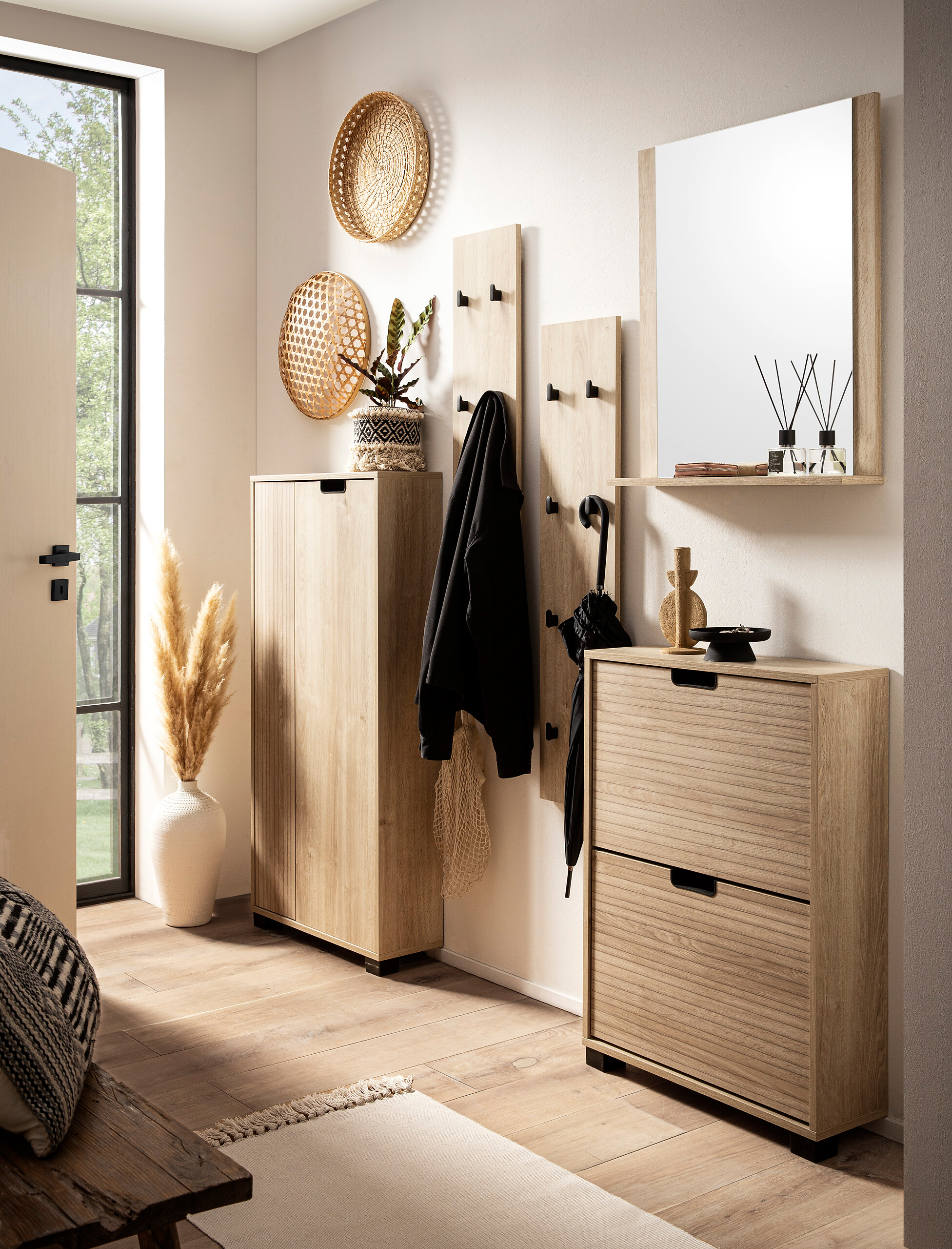 Aktenschrank Emmik weiß matt Eiche Eiche weiß Nachbildung B/H/T: ca. 59,8x124x19,55 cm