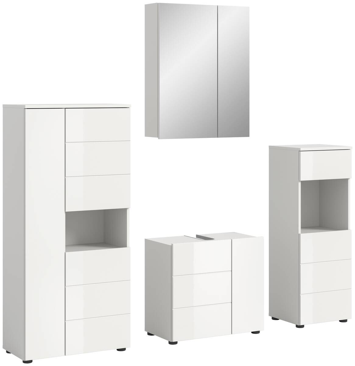 Badezimmer-Set VIRA weiß weiß Hochglanz B/H/T: ca. 188x190x34 cm