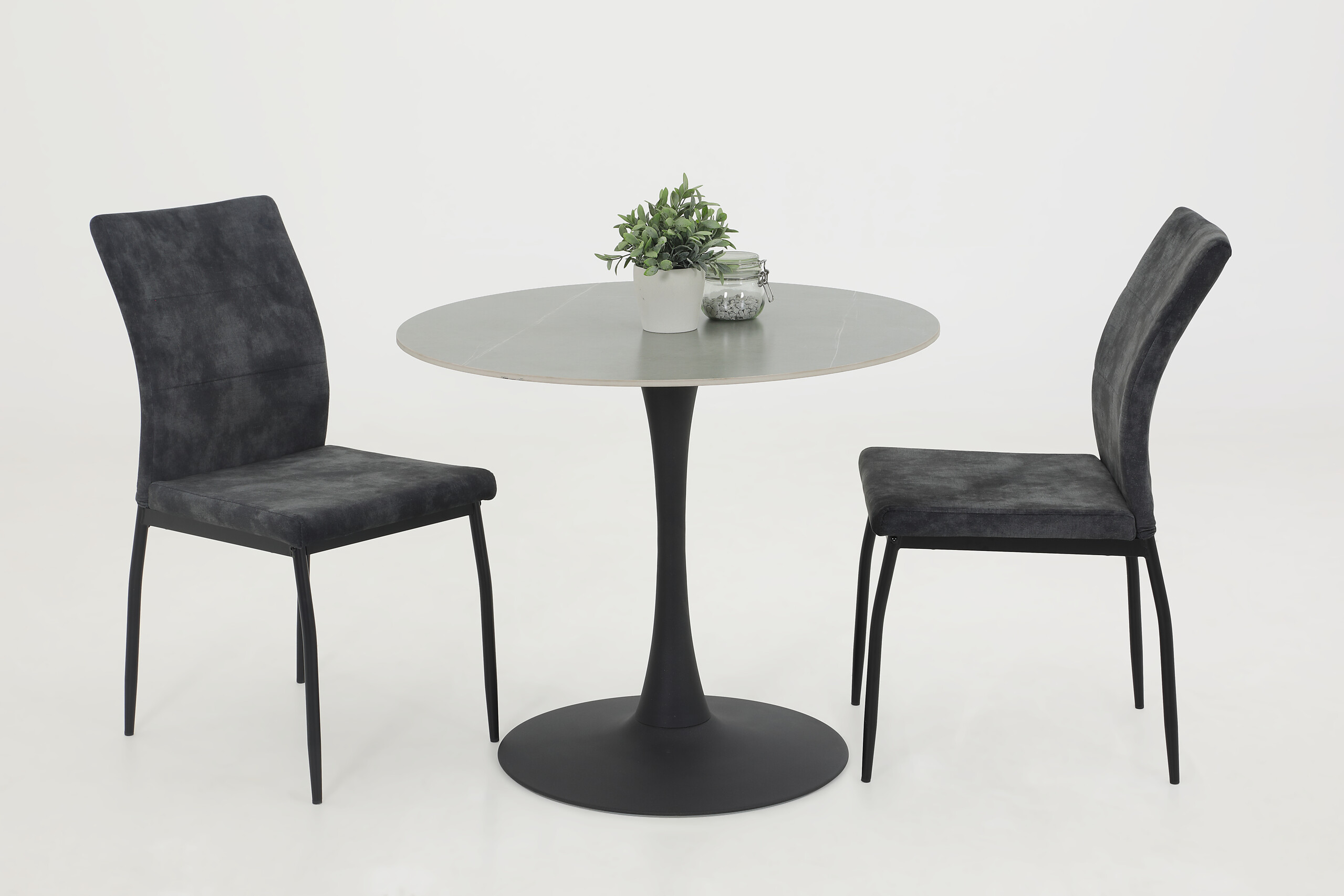 Esstisch Paola I Marmoroptik grau anthrazit H/D: ca. 75x90 cm