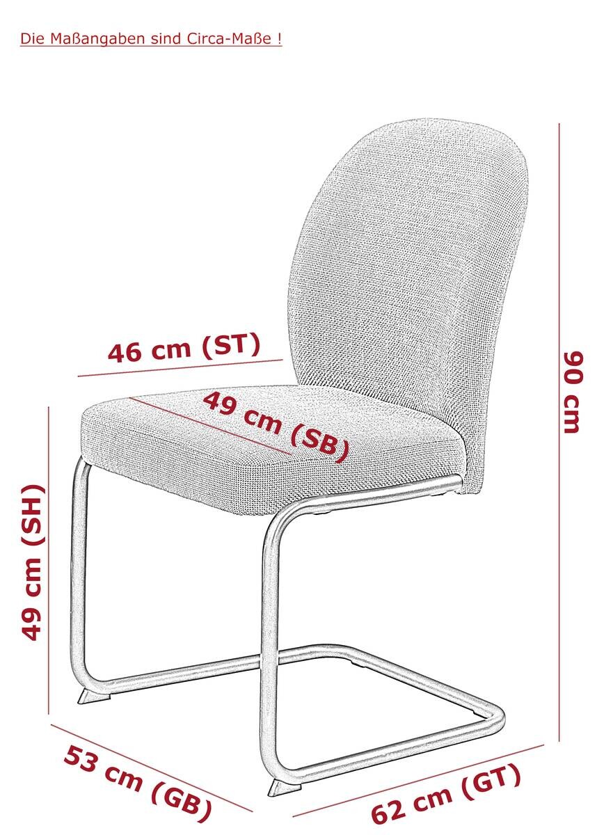 Schwingstuhl Karen II, 2er-Set mint Webstoff Metall B/H/T: ca. 53x90x62 cm