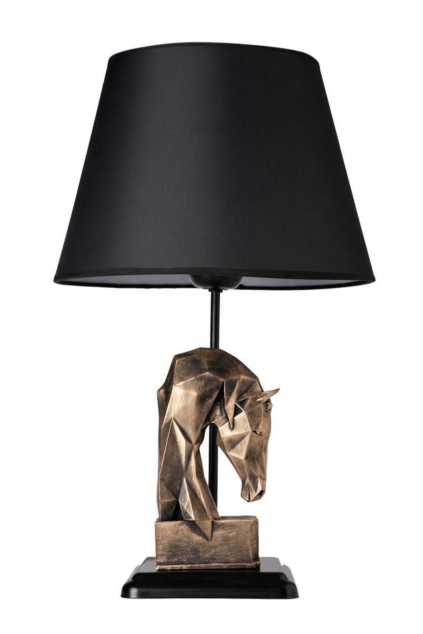 Opviq Tischleuchte schwarz Metall Stoff B/H/L: ca. 24x50x24 cm E27 1 Brennstellen