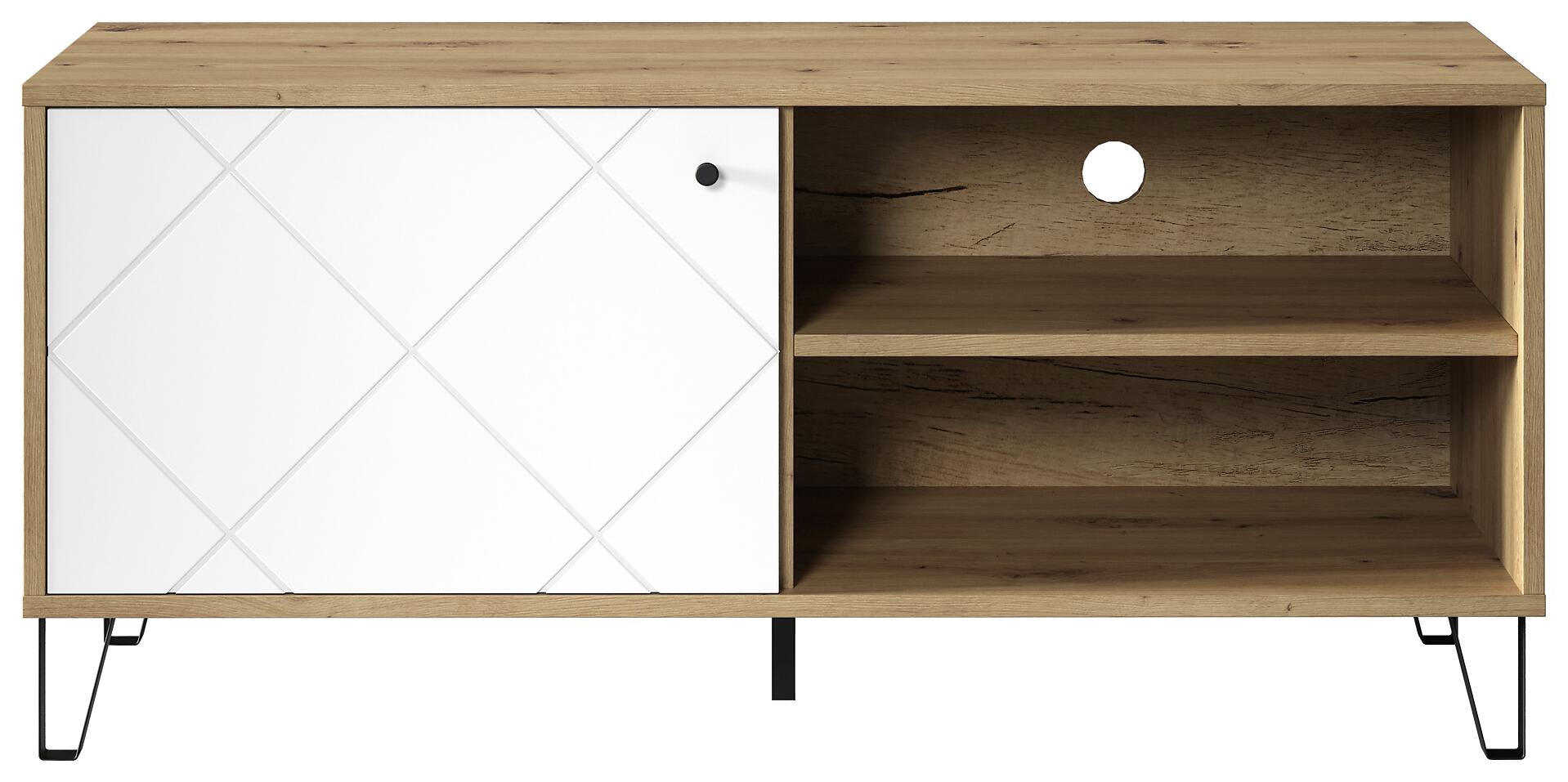 TV-Lowboard Touch weiß matt Eiche Artisan Nachbildung B/H/T: ca. 123x56x40 cm