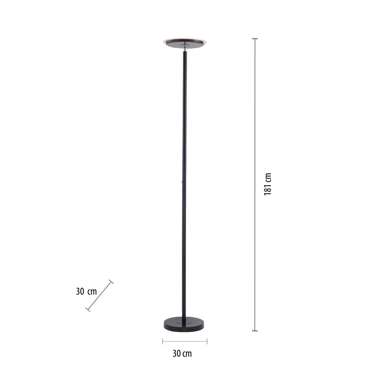 Just Light LED-Deckenfluter HANS 11729-18 schwarz Kunststoff Eisen H/D: ca. 181x30 cm 1 Brennstellen