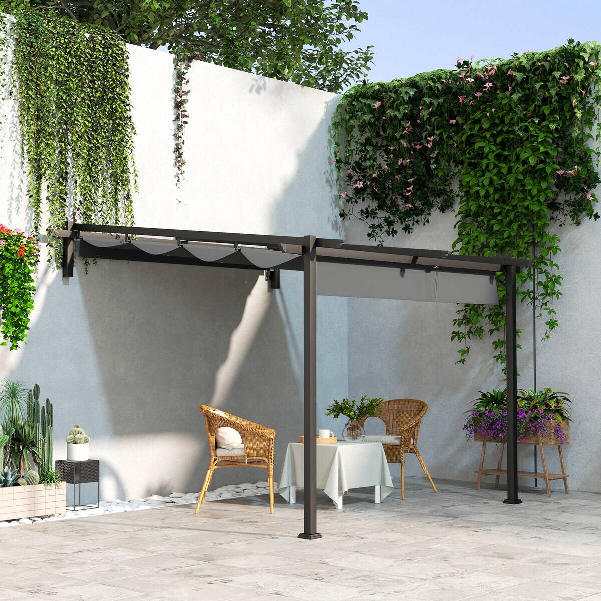 Outsunny Pergola dunkelgrau Aluminium B/H/L: ca. 297x230x297 cm