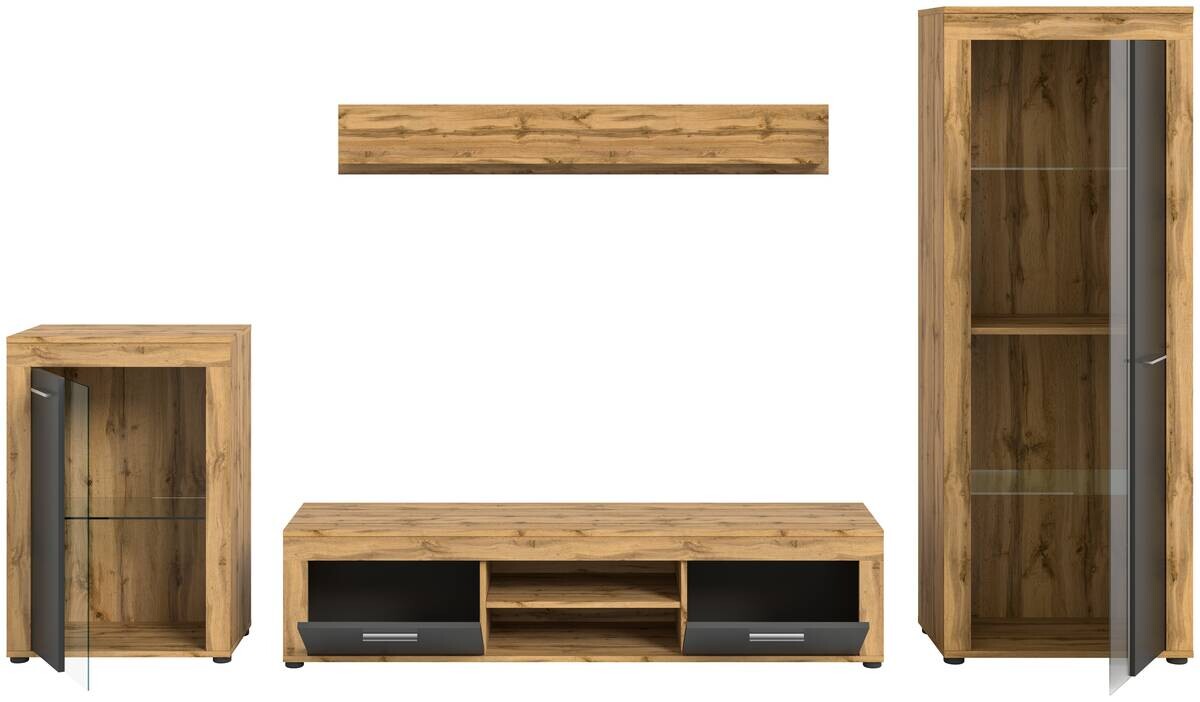 Wohnwand Jam Eiche Wotan Nachbildung grau B/H/T: ca. 310x169x35 cm