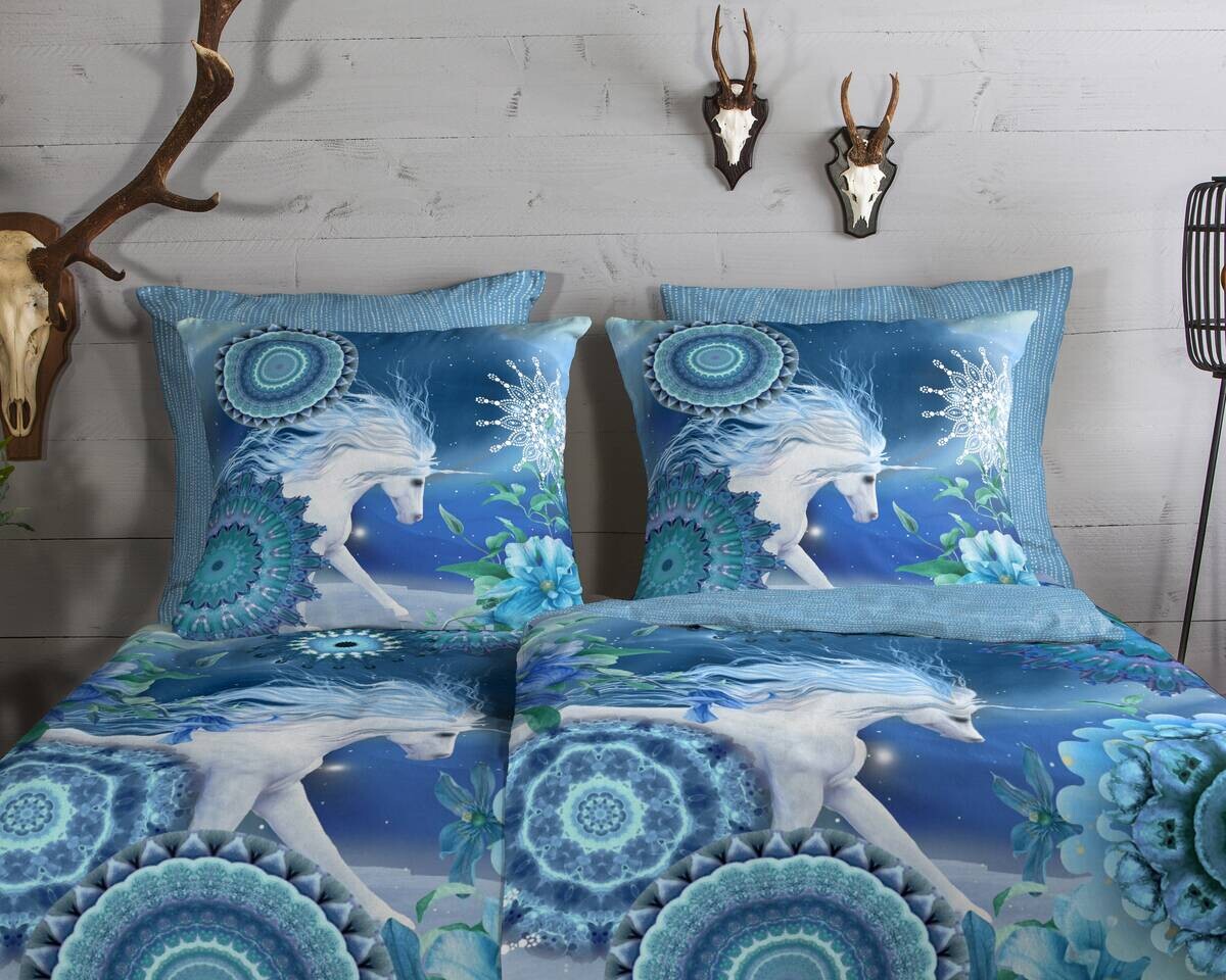 Baumwoll Bettwäsche Lumi Flanell blau Baumwolle B/L: ca. 155x220 cm