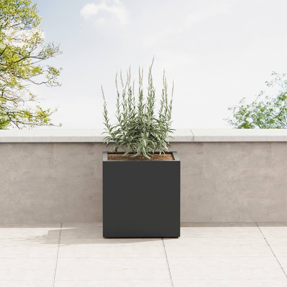 Herstera Garden Pflanzkübel Cube anthrazit Metall B/H/L: ca. 60x60x60 cm