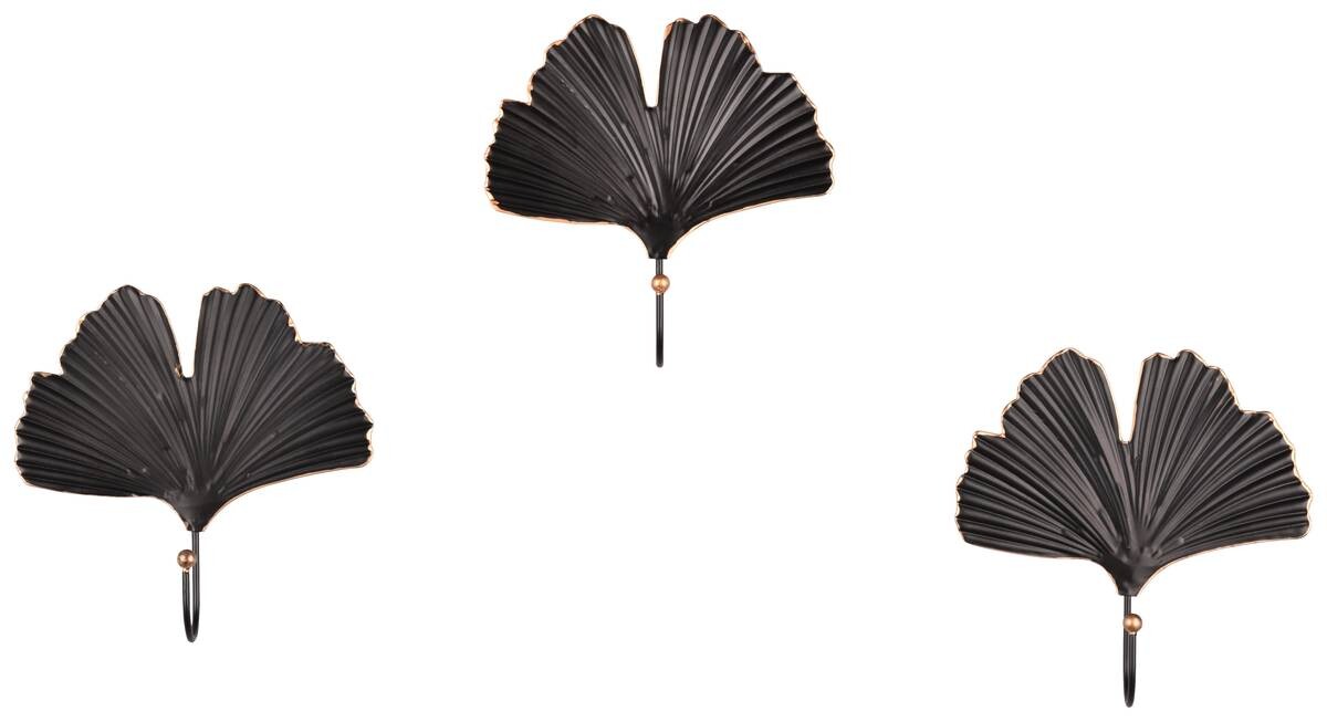 Garderobenhaken Merle schwarz gold Optik Metall B/H/T: ca. 15x15x4 cm