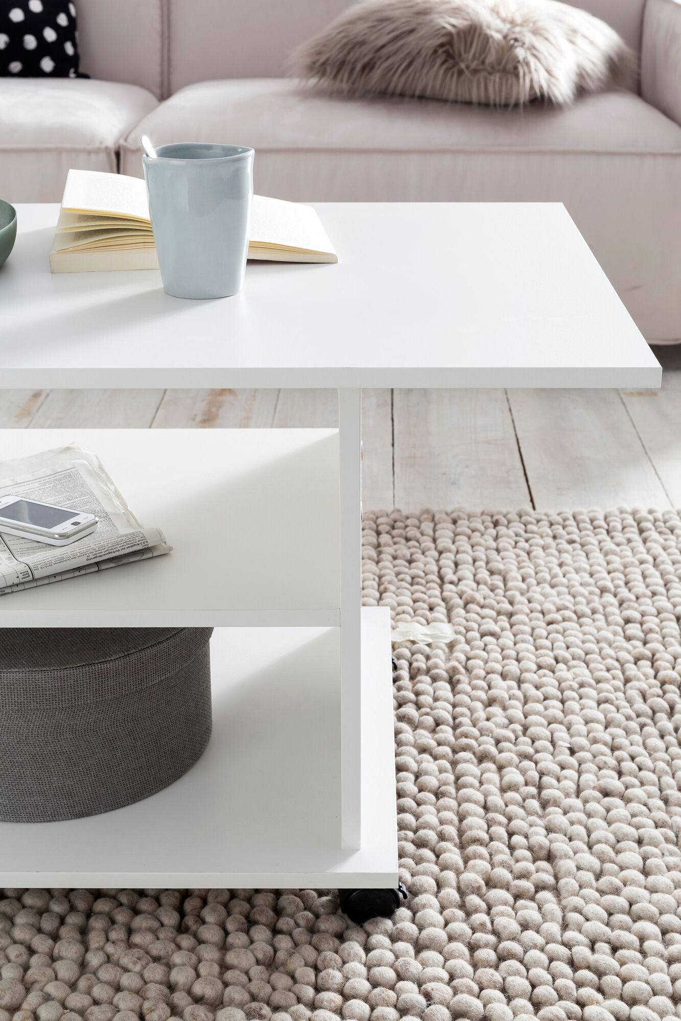 Wohnling Couchtisch weiß B/H/T: ca. 95x51x54 cm