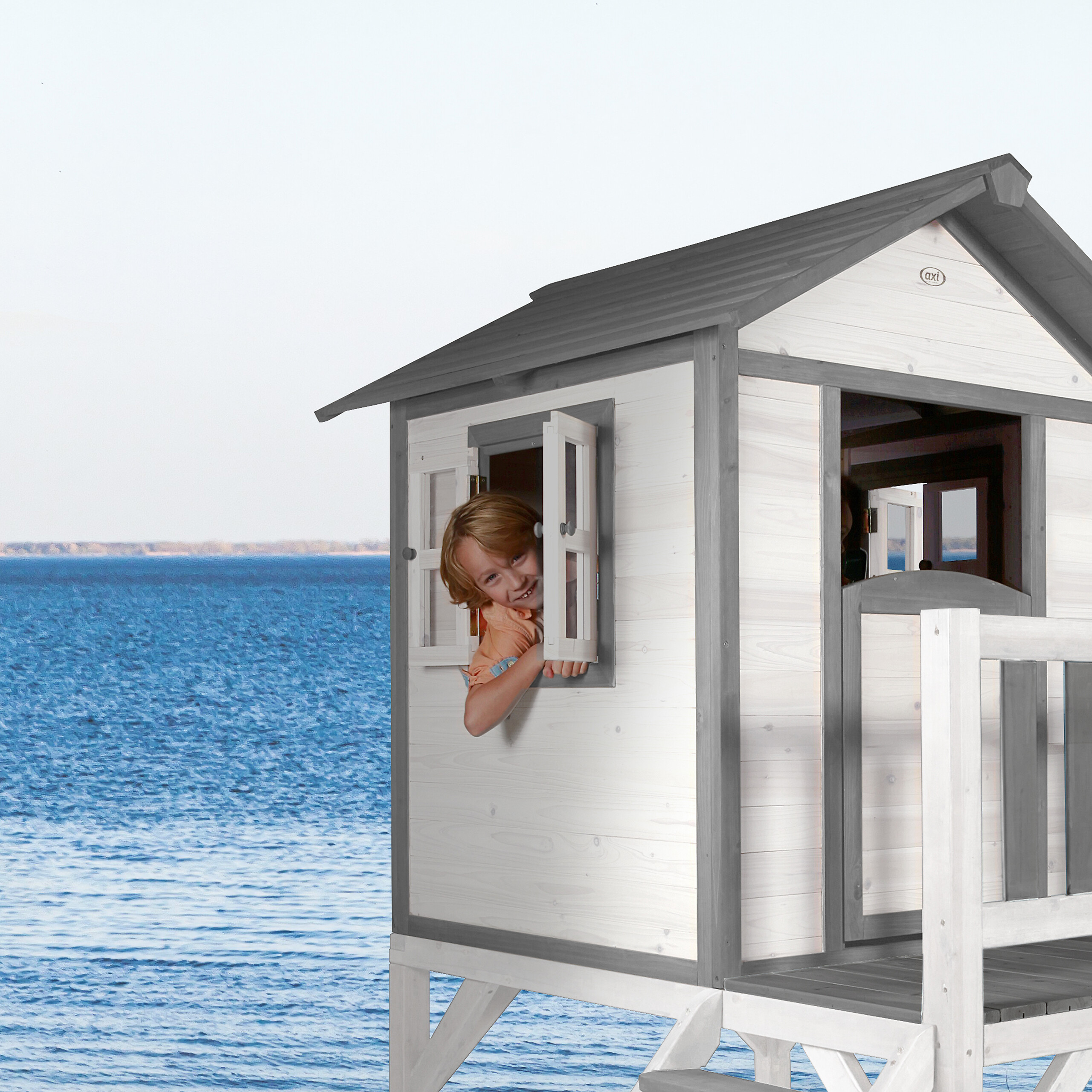 AXI Spielhaus Lodge XL grau B/H/T: ca. 240x189x167 cm