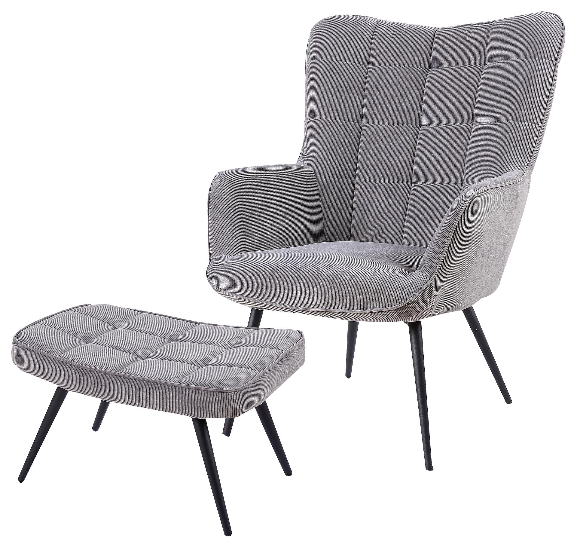 byLIVING Sessel UTA grau schwarz Stoff Metall B/H/T: ca. 72x97x80 cm