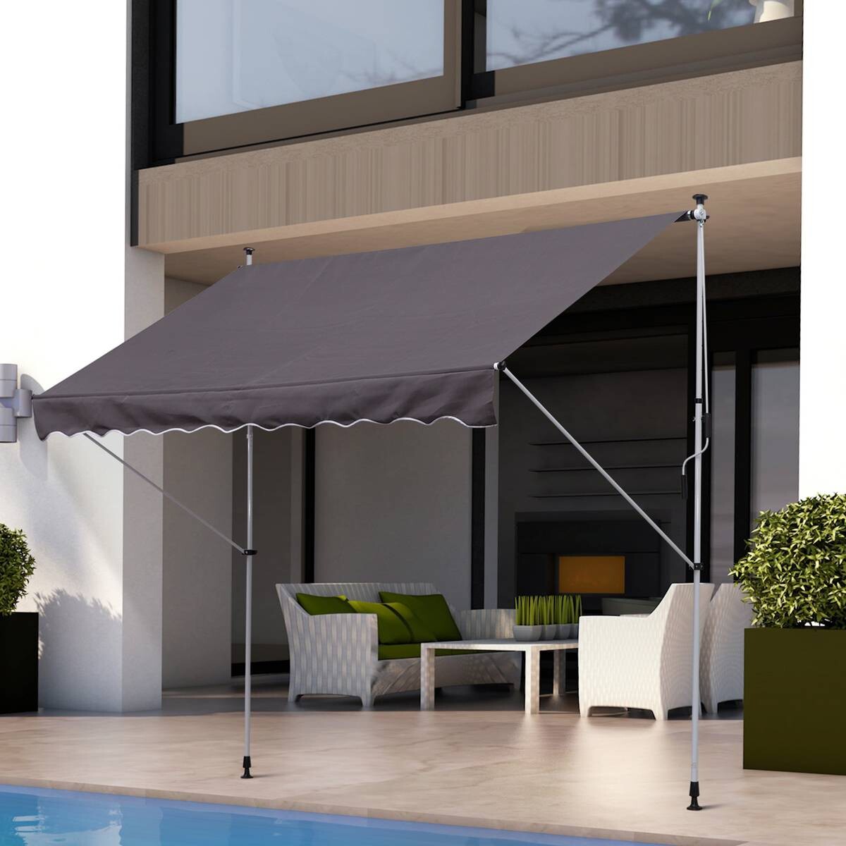 Outsunny Klemm-Markise grau B/H/L: ca. 300x280x150 cm
