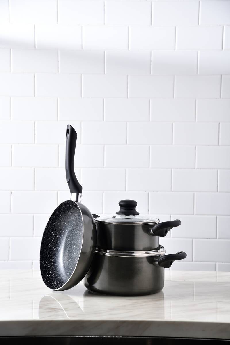 SAN IGNACIO Kochgeschirrset Soria schwarz Aluminium 4 tlg.