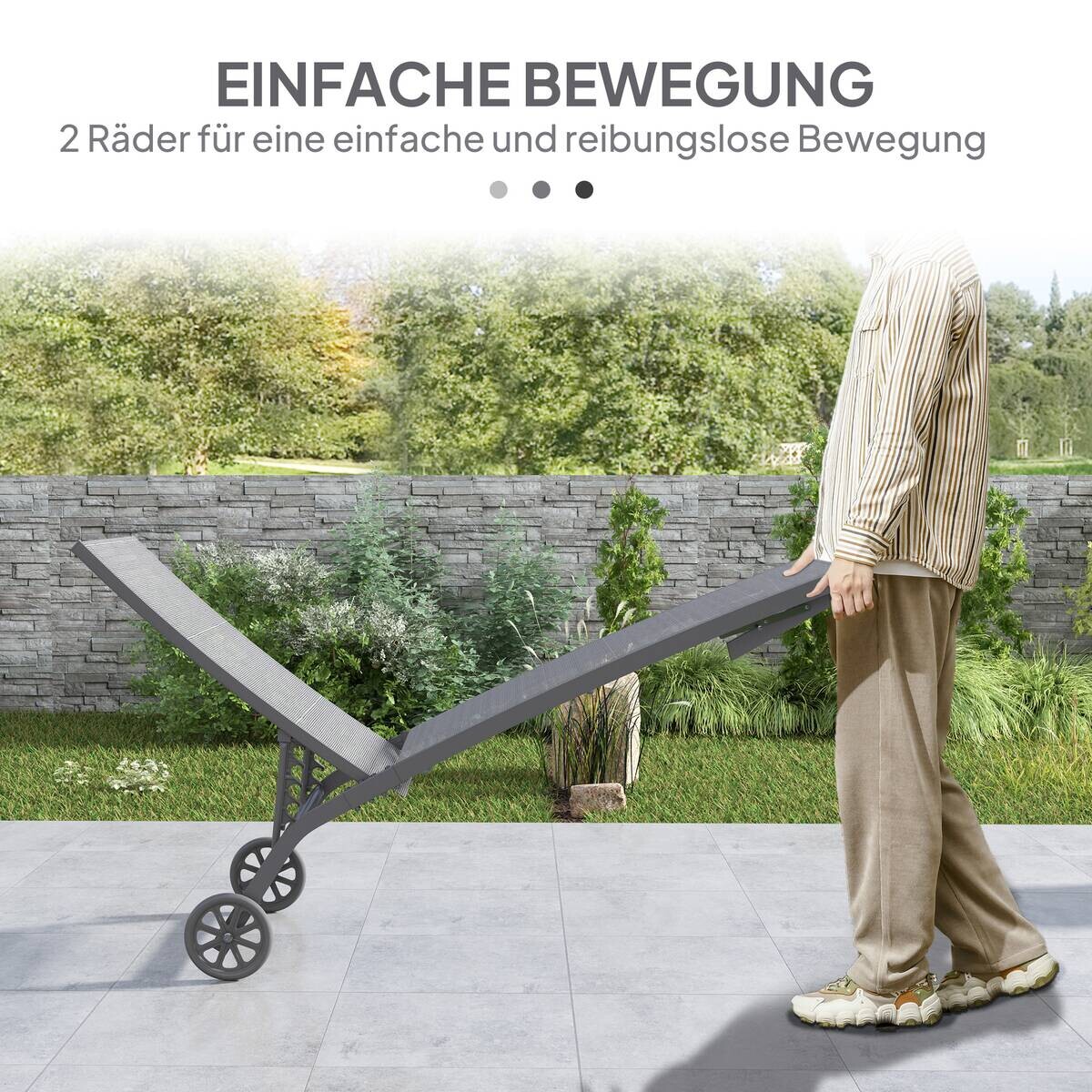 Outsunny Sonnenliege dunkelgrau Aluminium B/H/L: ca. 165x102x66 cm