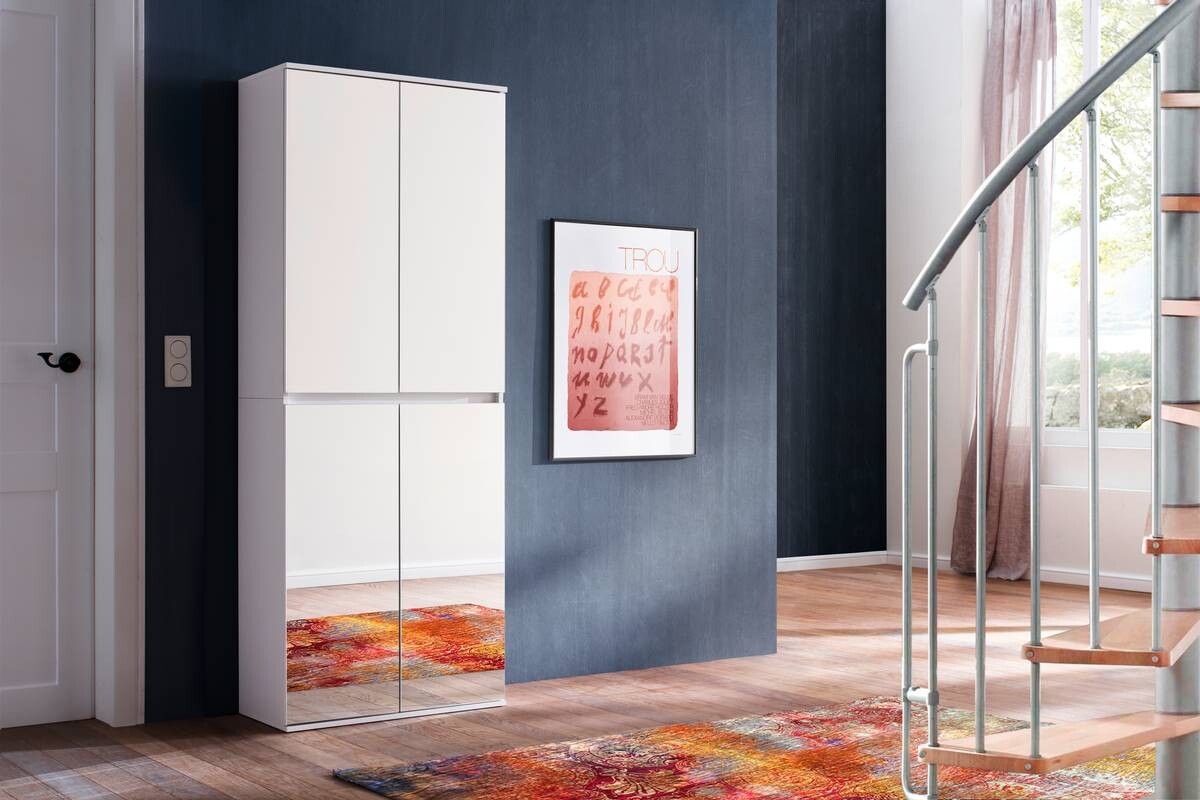 Garderobenschrank Mirror weiß B/H/T: ca. 74x191x34 cm