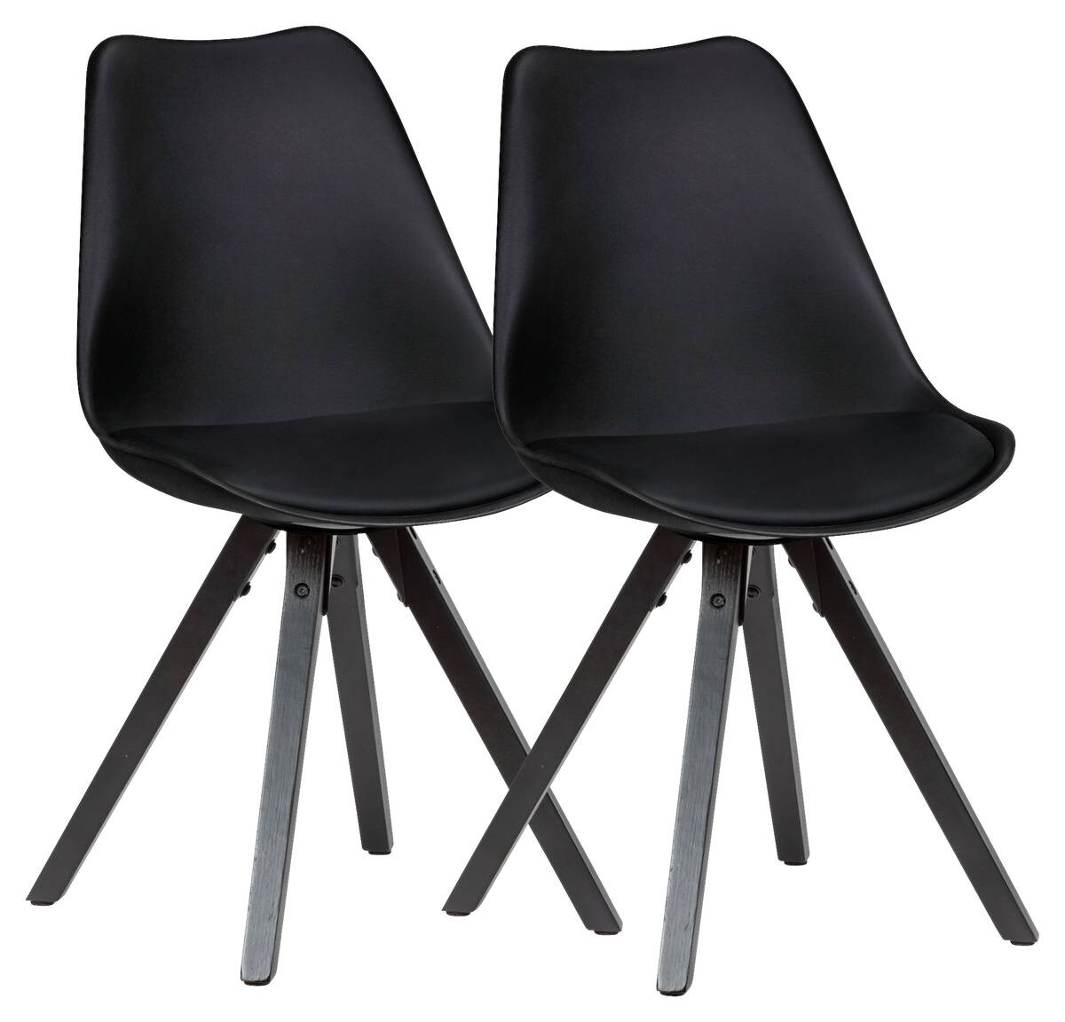 Stuhl 2er-Set schwarz schwarz schwarz Kunststoff Kunstleder Echtholz B/H/T: ca. 49x87x52 cm