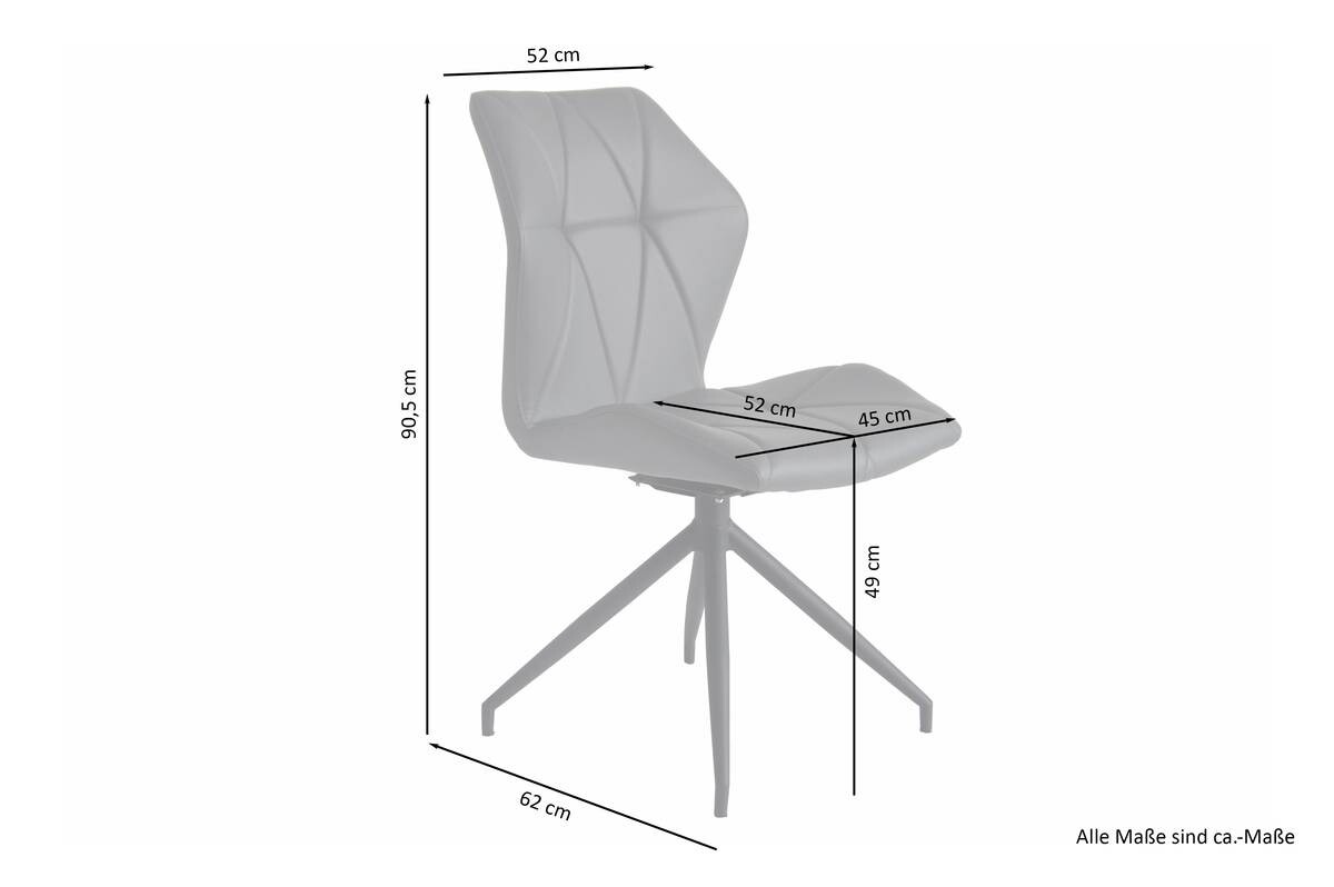 Stuhl IMKE 2er-Set schwarz schwarz Kunstleder Metall B/H/T: ca. 52x90,5x62 cm