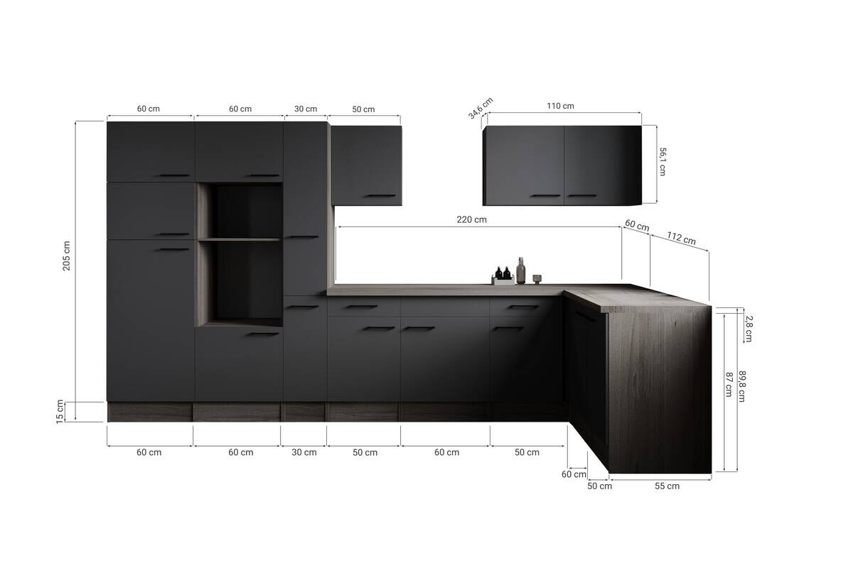 Winkelküche Oliver B/H/T: ca. 370x205x172 cm