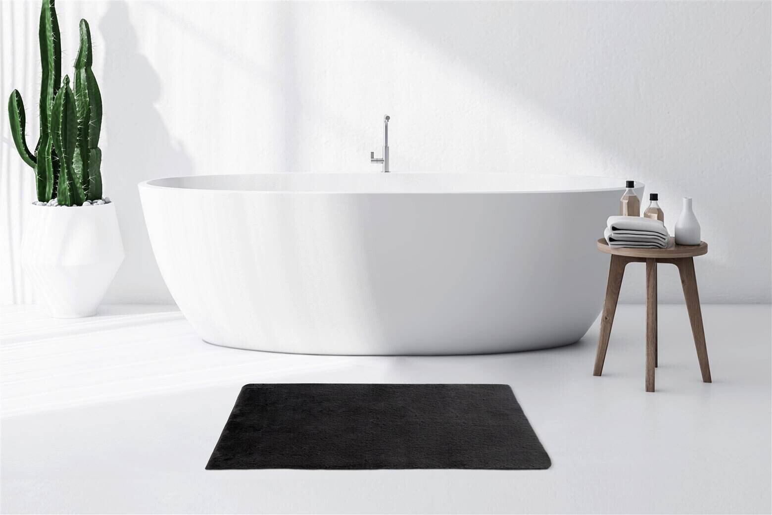 Kayoom Kurzflorteppich Badematte Rabbit Light 125 dunkelgrau B/H/L: ca. 65x2,4x100 cm