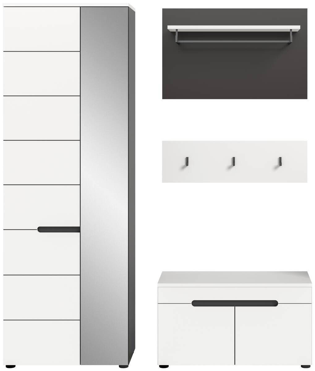 Garderobe Canu basaltgrau Nachbildung weiß B/H/T: ca. 160x190x37 cm