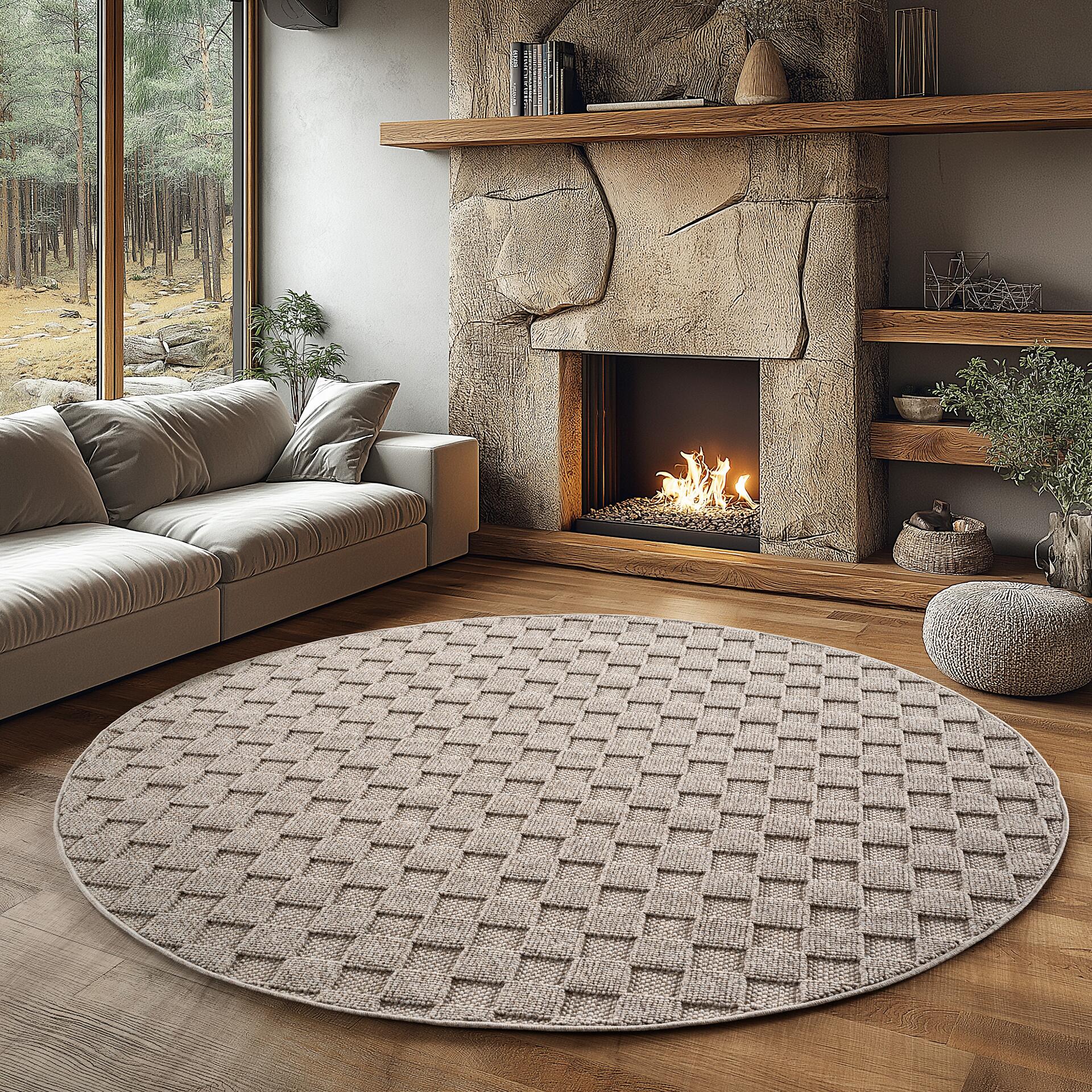 Ayyildiz Kurzflorteppich HELIX beige B/H/L: ca. 80x0,7x80 cm