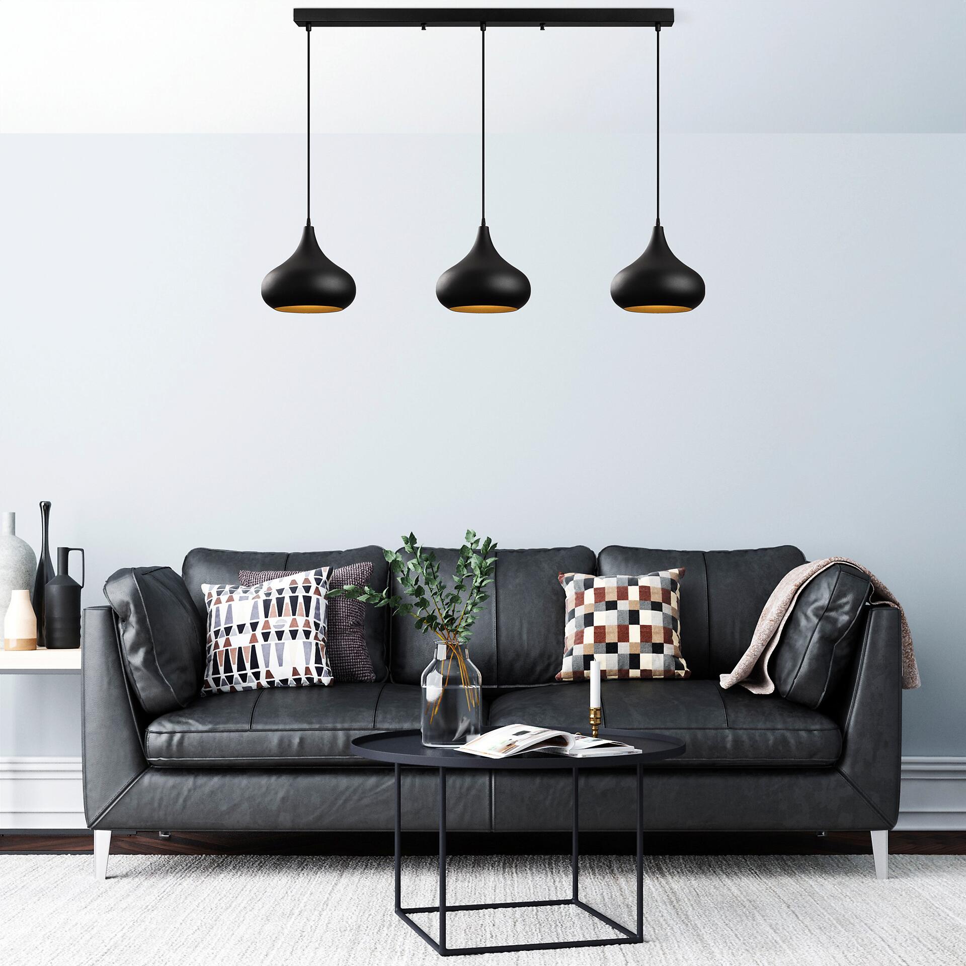 Opviq Pendelleuchte Muba-11554 schwarz B/H/T/L: ca. 140x126x30x140 cm E27 3 Brennstellen