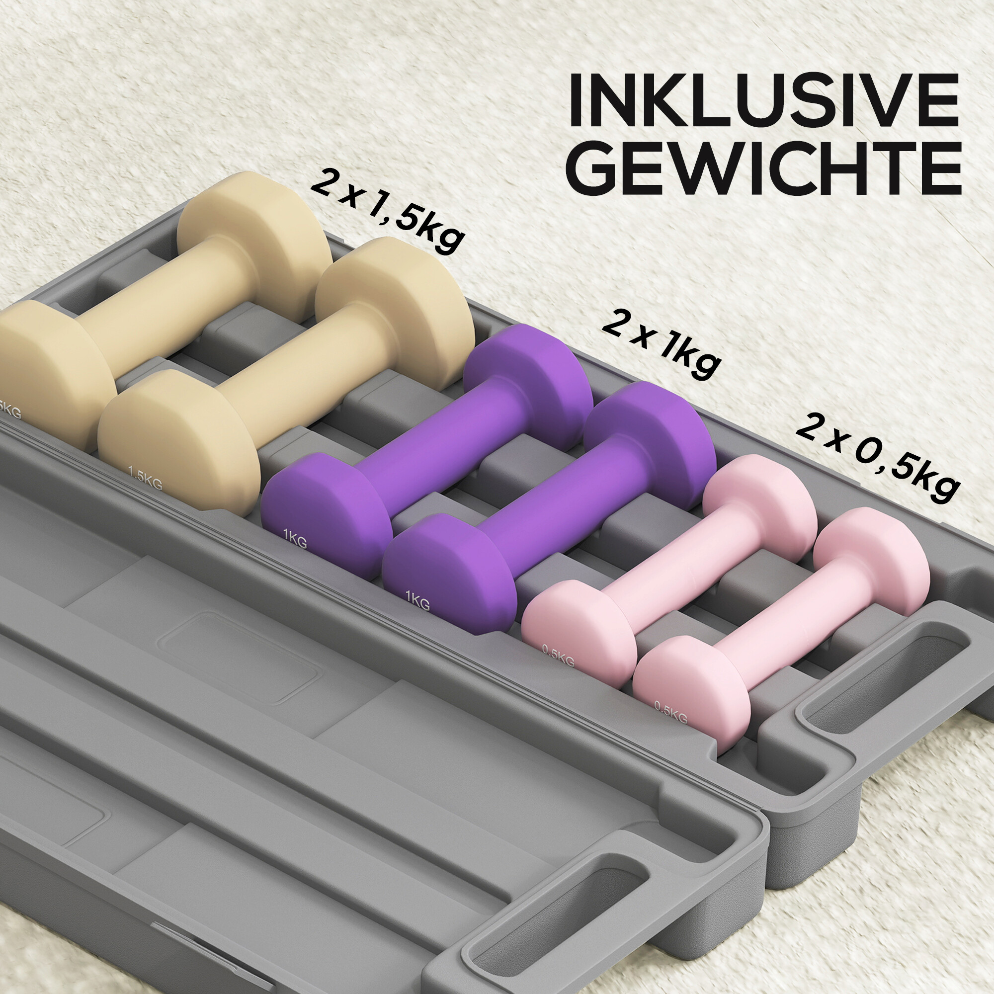 HOMCOM Kurzhanteln kaffee Kunstleder B/H/L: ca. 18x7,5x43 cm