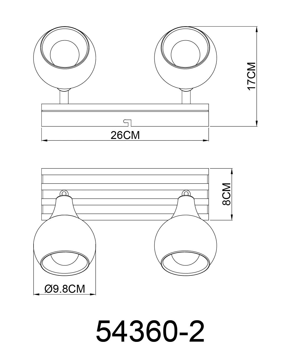 GLOBO Strahler schwarz Chrom Glas Metall B/H/L: ca. 11x26x16 cm E14 2 Brennstellen