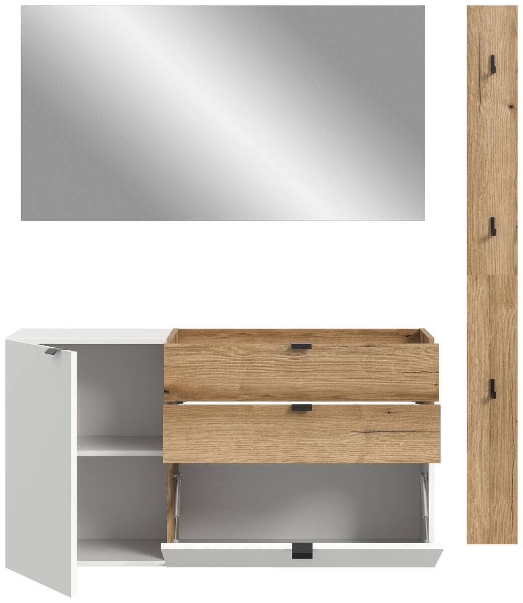 Garderobe Naro weiß Evoke Oak Nachbildung B/H/T: ca. 158x194x37 cm