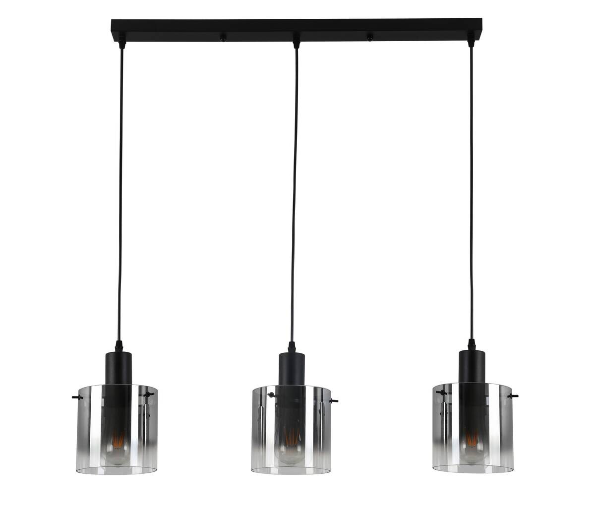 Nolo Pendelleuchte Michelle schwarz Metall Glas B/H/L: ca. 15x120x80 cm E27 3 Brennstellen