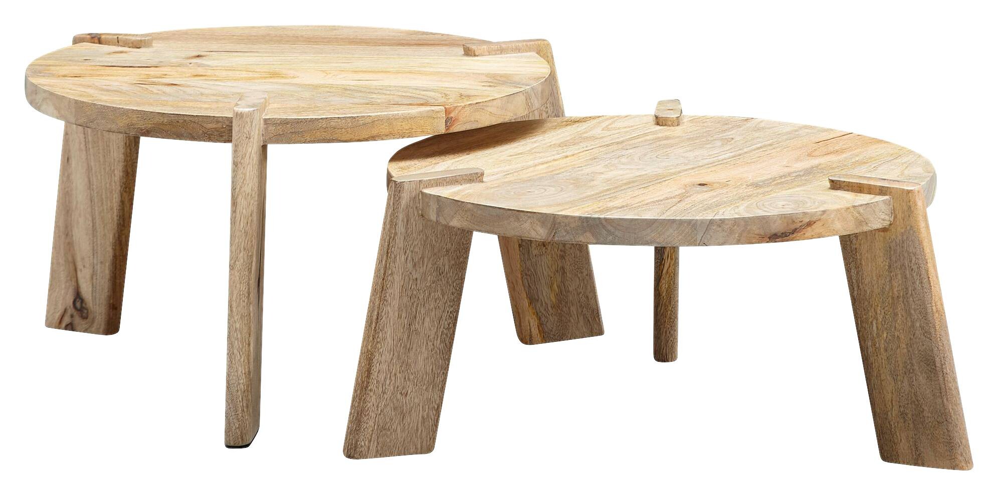 Wohnling Couchtisch 2er-Set. natur Echtholz