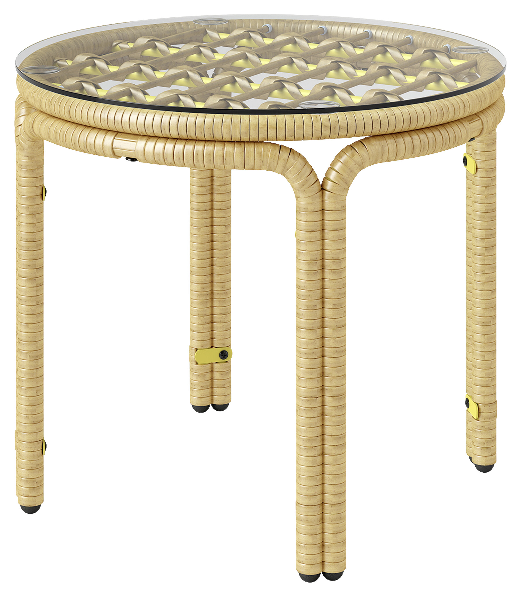 Outsunny Rattan-Beistelltisch gelb Stahl B/H/L: ca. 50x44x50 cm