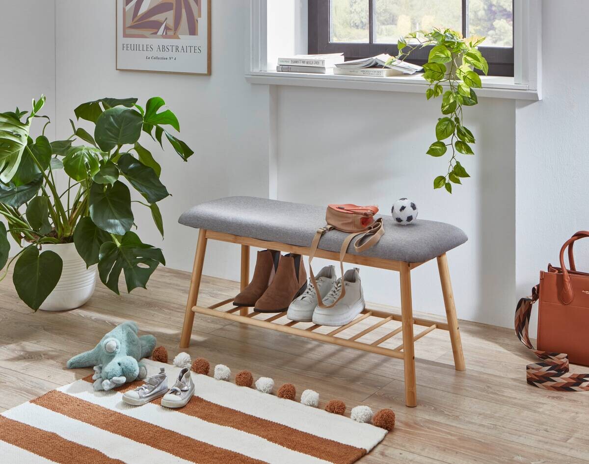 Sitzbank natur grau B/H/T: ca. 90x45x34 cm