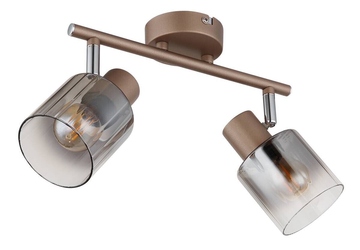 GLOBO Spot Walton 2 klar Rauch kaffee Glas Metall B/H/L: ca. 8x15x26 cm E14 2 Brennstellen