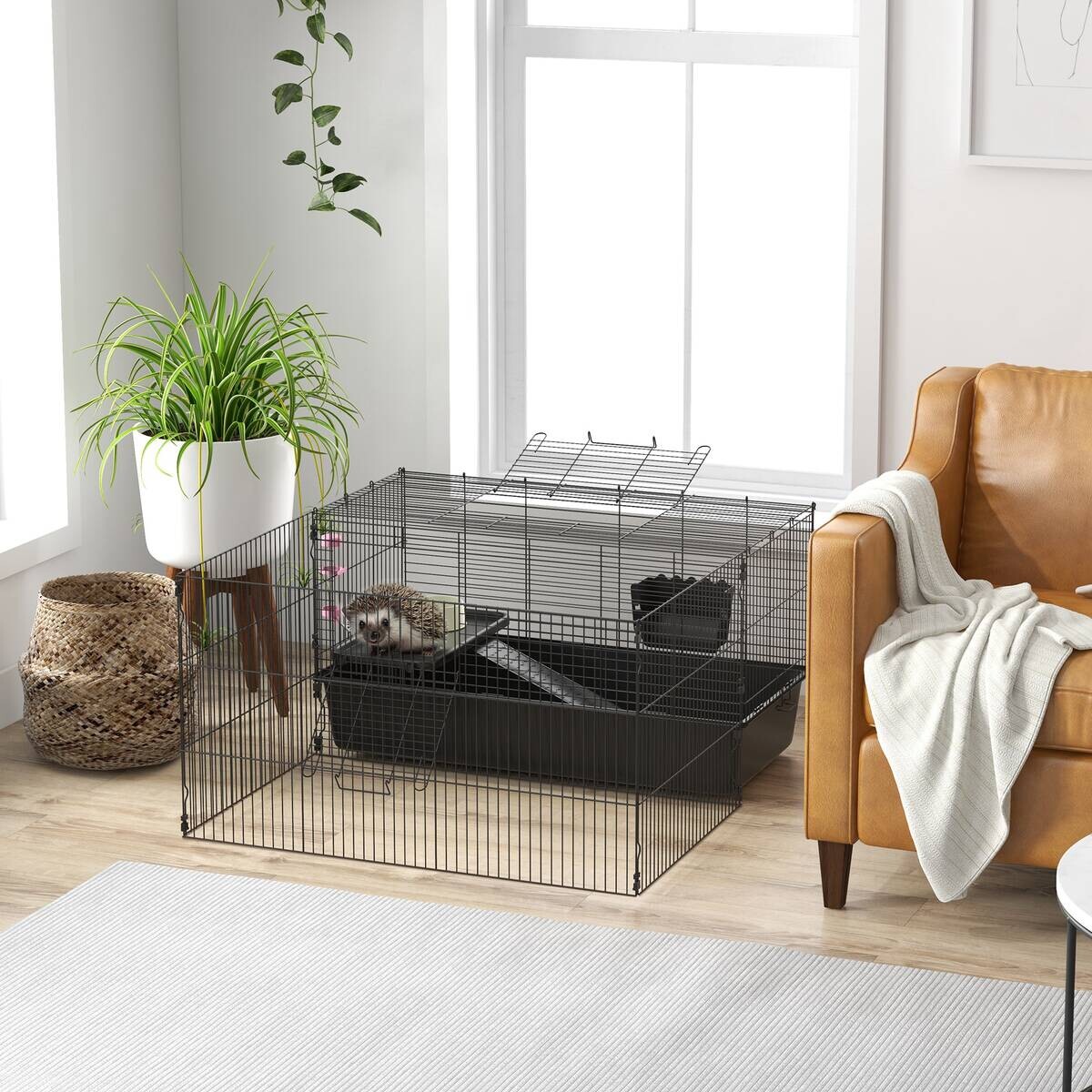 PawHut Kleintierkäfig schwarz Stahl B/H/L: ca. 99x54x112,5 cm