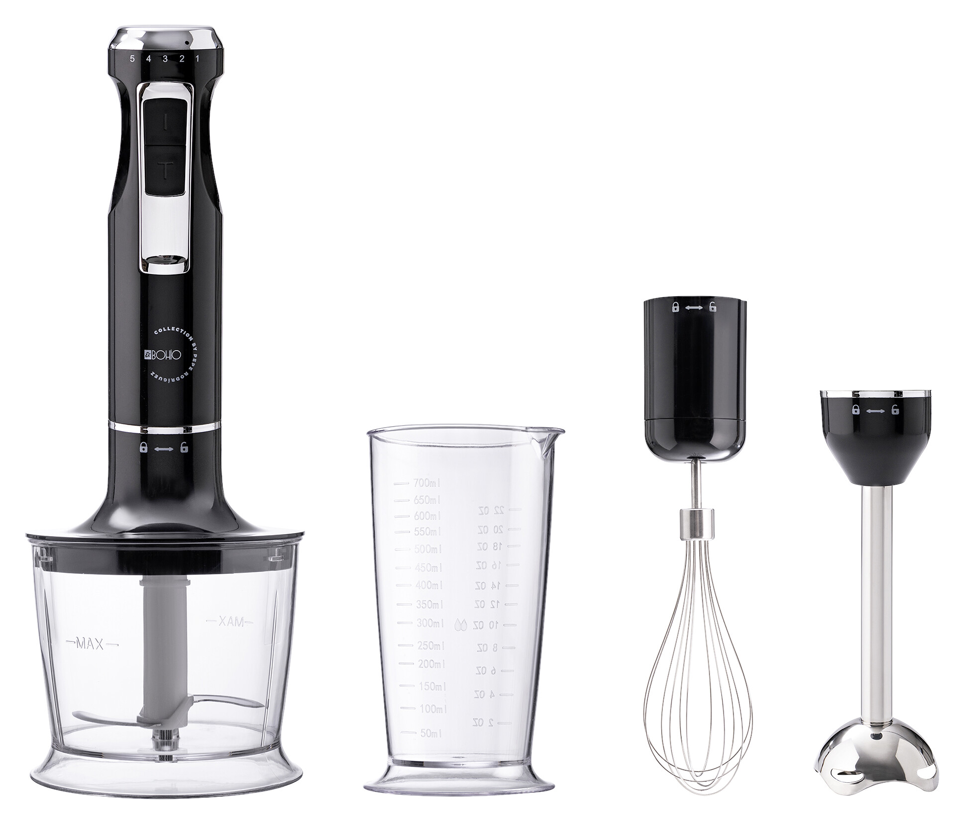 BERGNER Stabmixerset schwarz silber Edelstahl