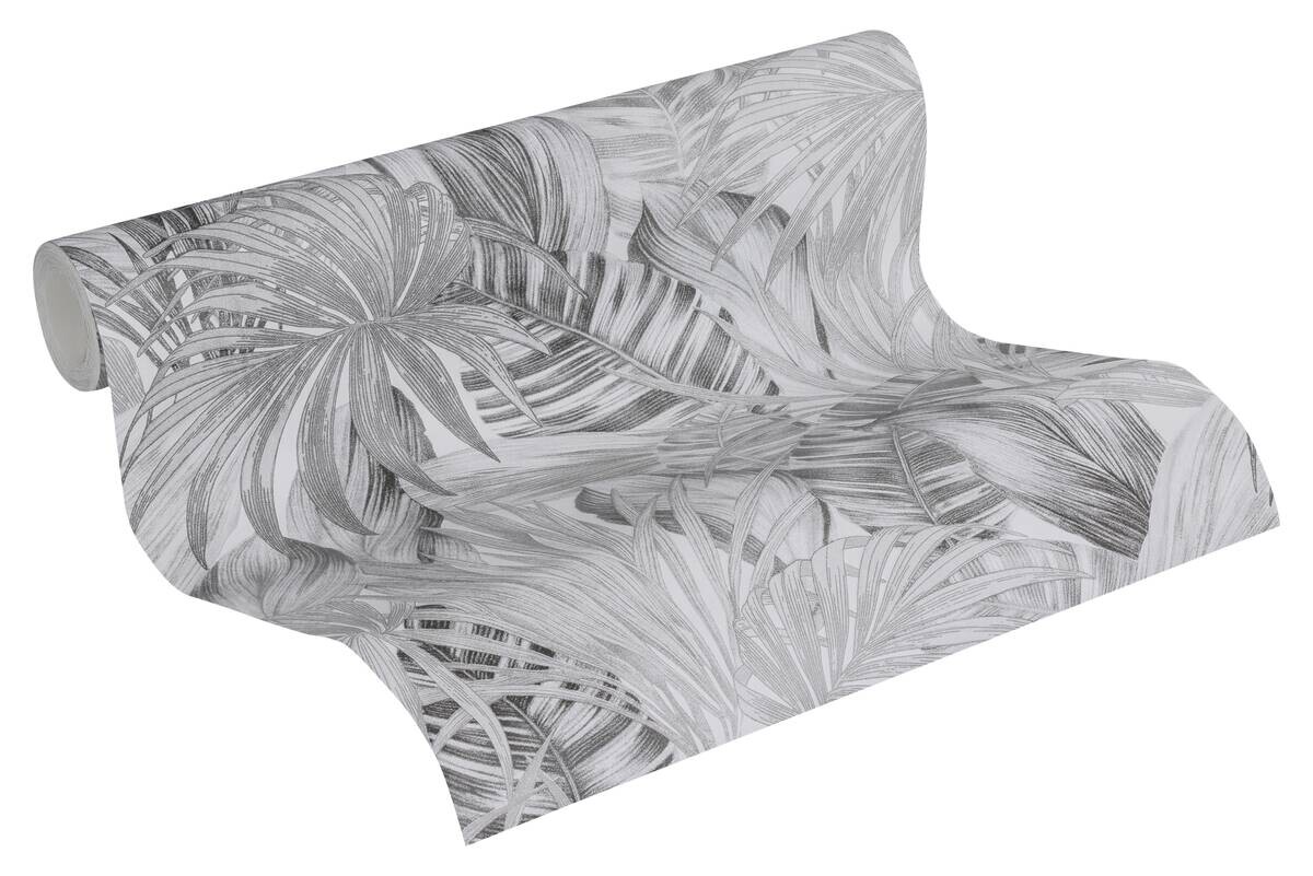 A.S.Creation Vliestapete Greenery Palmen grau B/L: ca. 53x1005 cm