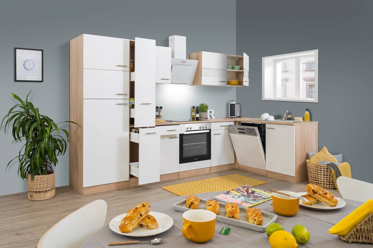 Respekta Winkelküche Economy weiß matt B/H/T: ca. 310x200x172 cm