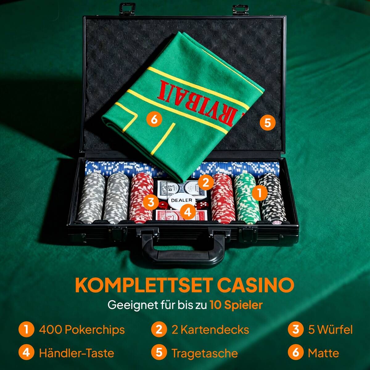 SPORTNOW Pokerset B/H/L: ca. 28x8x39,5 cm