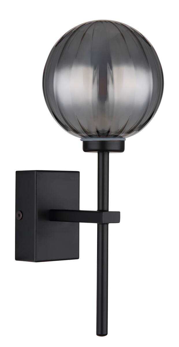GLOBO LED-Wandleuchte schwarz Rauch Glas Metall B/H: ca. 10x26 cm 1 Brennstellen