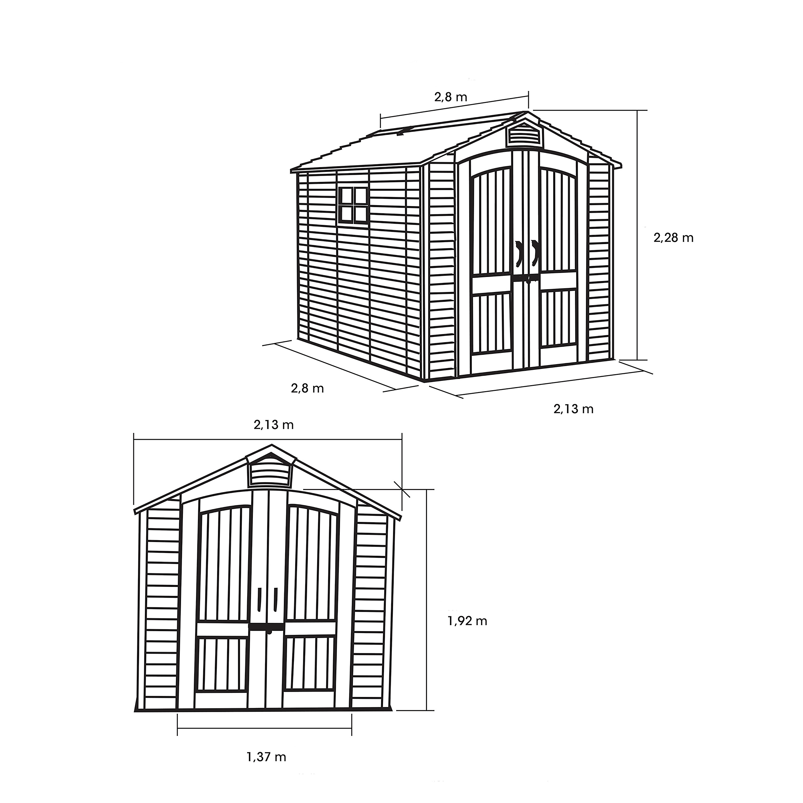 Lifetime Gartenhaus Luna grau B/H/L: ca. 213x228x280 cm