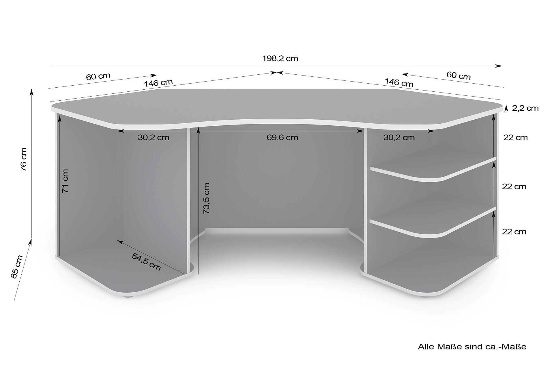 Schreibtisch THANATOS anthrazit rot B/H/T: ca. 198x76x85 cm