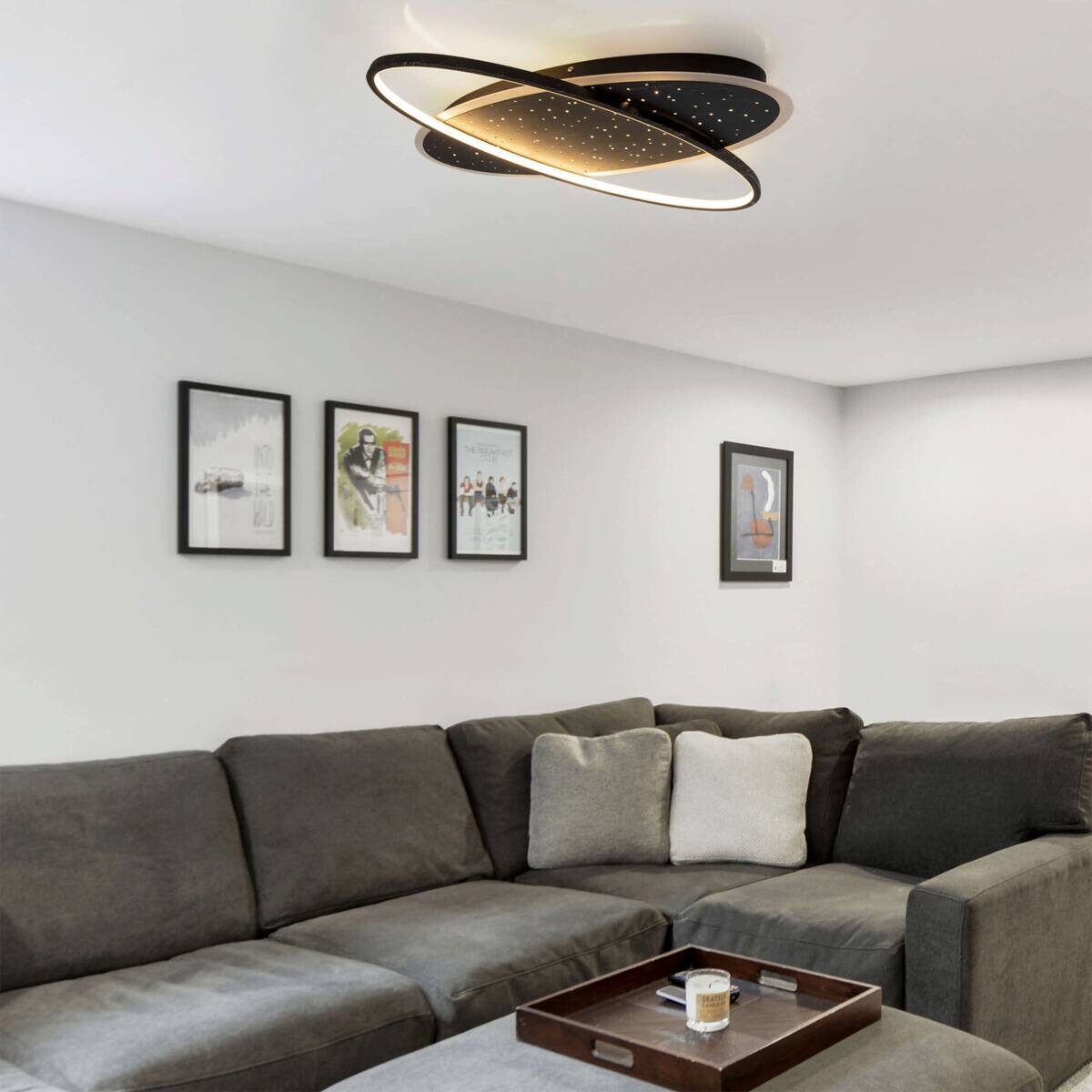 Näve Leuchten LED-Deckenleuchte schwarz Kunststoff Metall B/H/T: ca. 60x6,5x47 cm