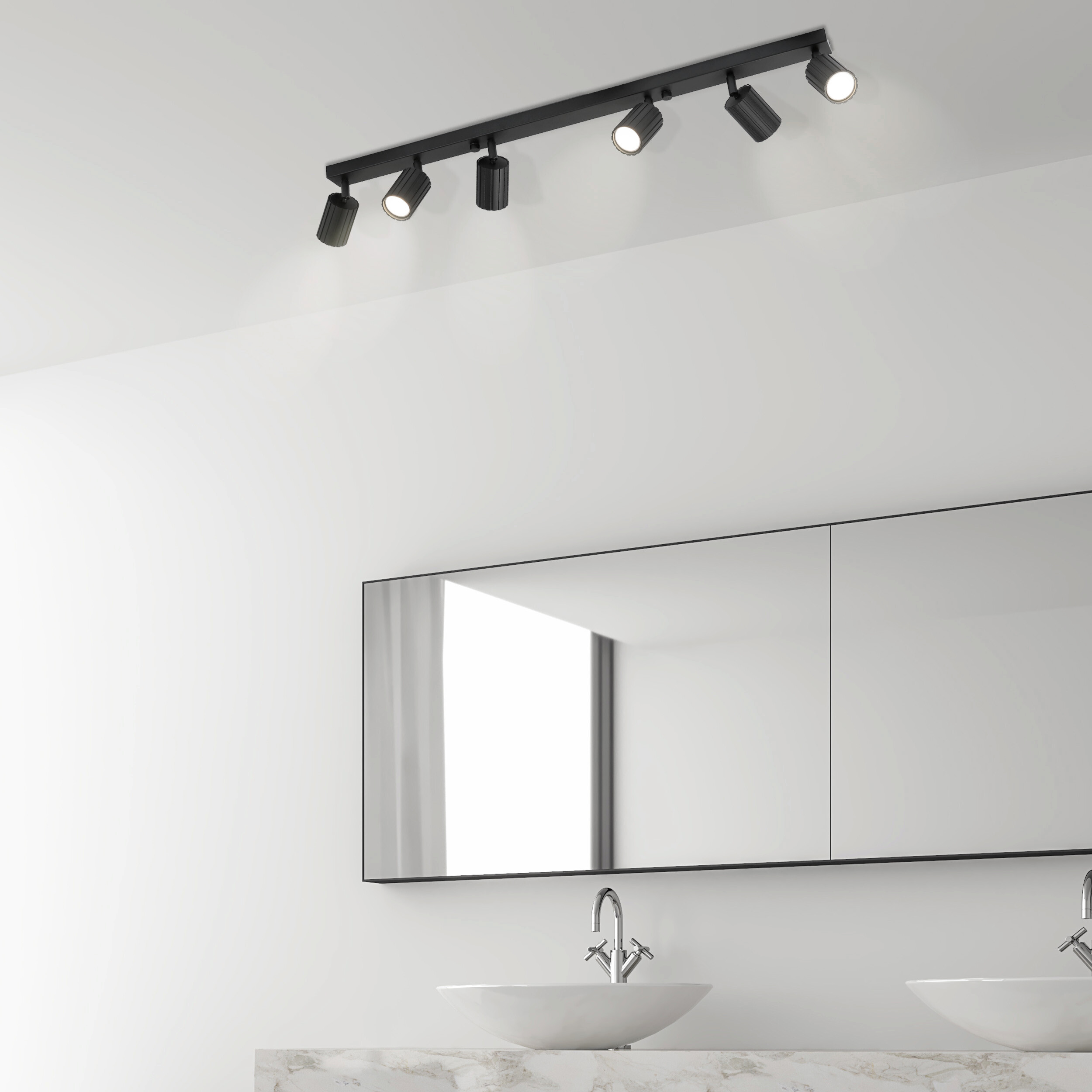 Lamkur Strahler Prisma schwarz Stahl B/H/L: ca. 6,5x16,5x117 cm 6 Brennstellen