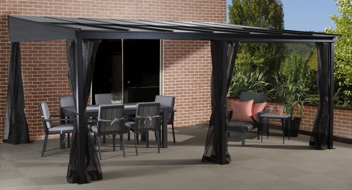 Sojag Terrassenüberdachung St. Barth anthrazit Aluminium B/H/T: ca. 484x240x363 cm