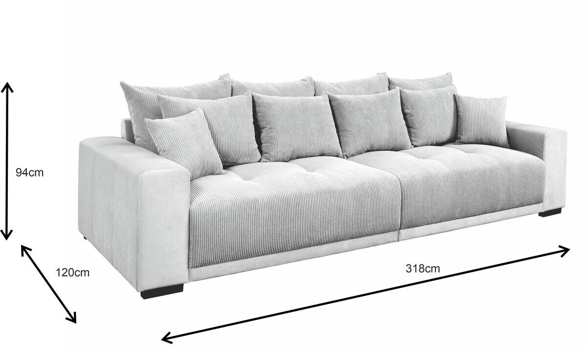 Big Sofa Xantia new 1 beige Velourstoff B/H/T: ca. 318x94x120 cm